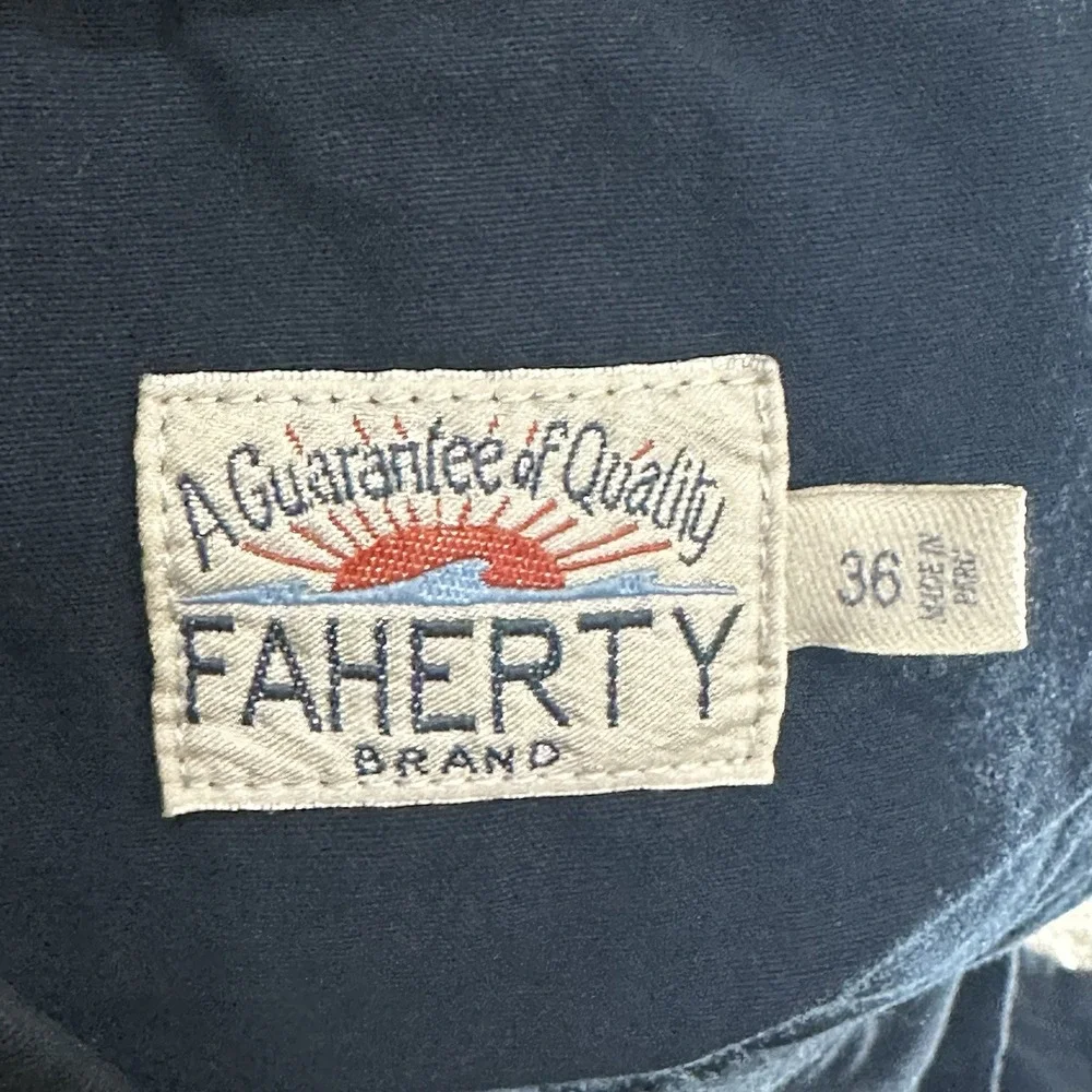 Faherty Men's Shorts Size 36 Navy Comfy Waistband Blue Organic Cotton‎ Blend
